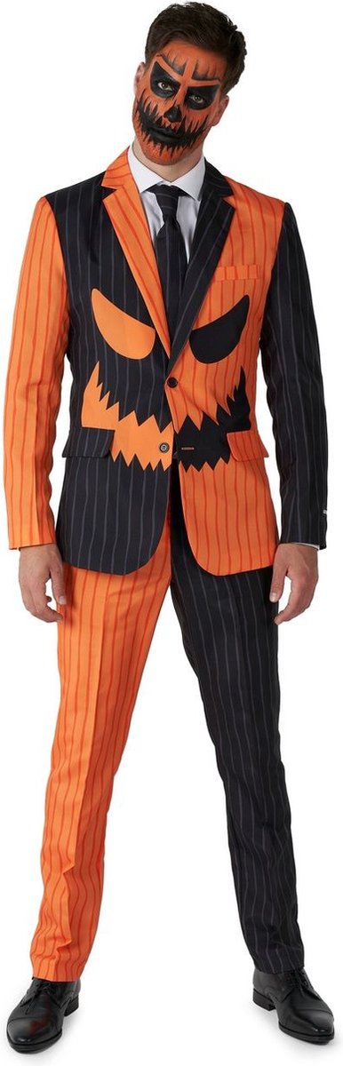 Pompoen Kostuum | Jack-O Pinstripe Black Oranje Zwart | Man | Maat 48-50 | Halloween | Verkleedkleding
